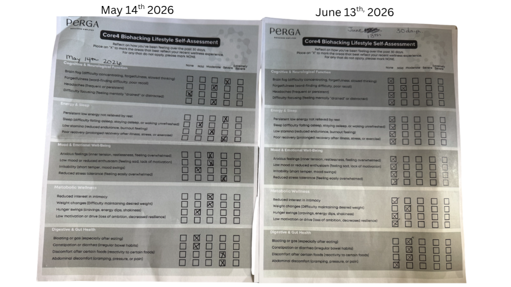 Pre and 30 day self assessment