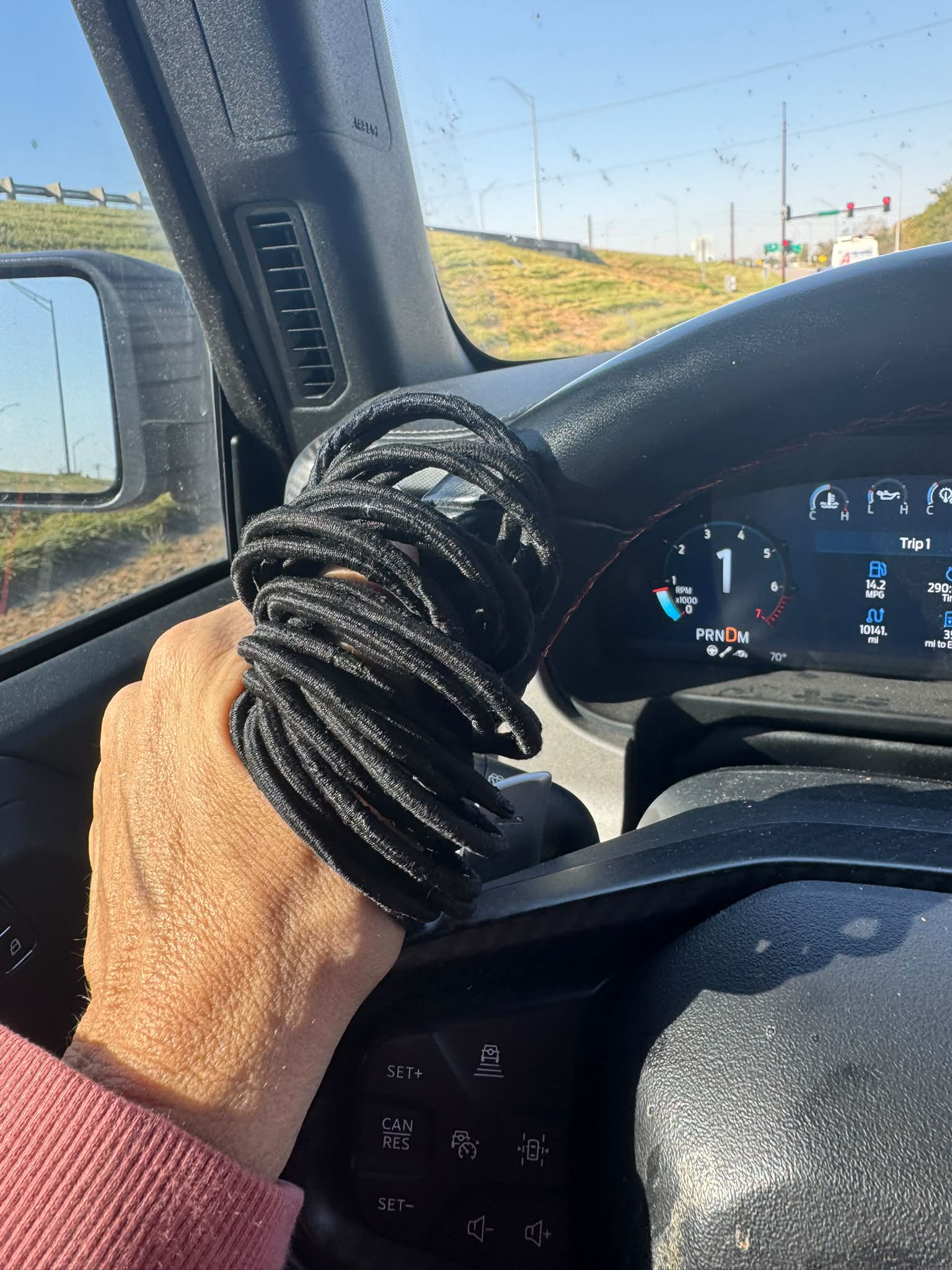 Today’s funny.  I could not find any hair ties in the house but I sure found some in my Bronco. 
I need to stop taking them off in the car after the gym.  At least o know I’m consistent
